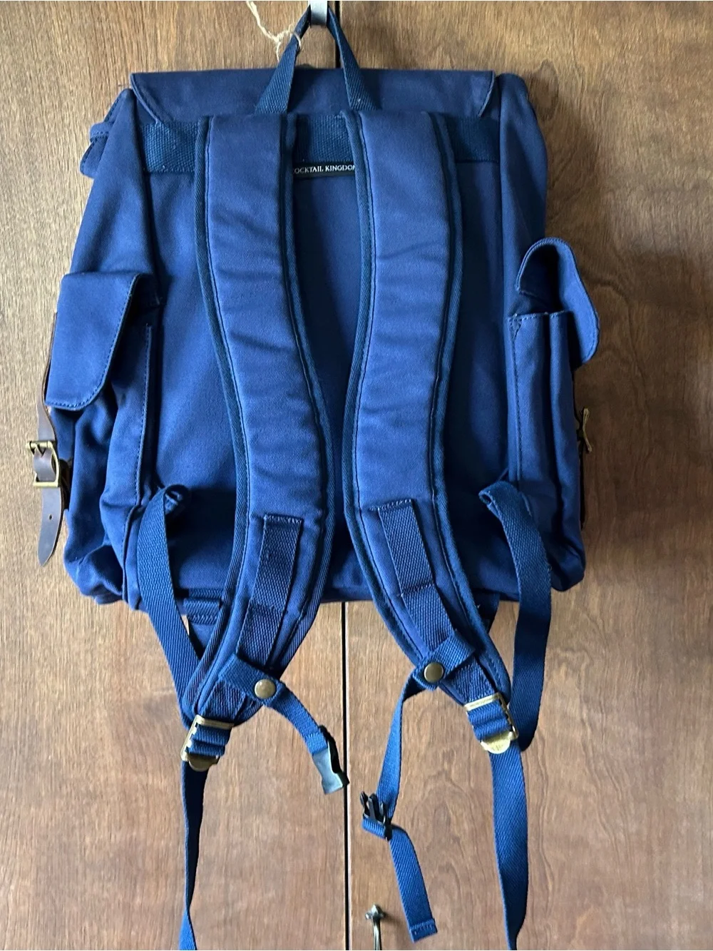 Cocktail Kingdom Navy Canvas & Brown Leather Bartender’s Backpack